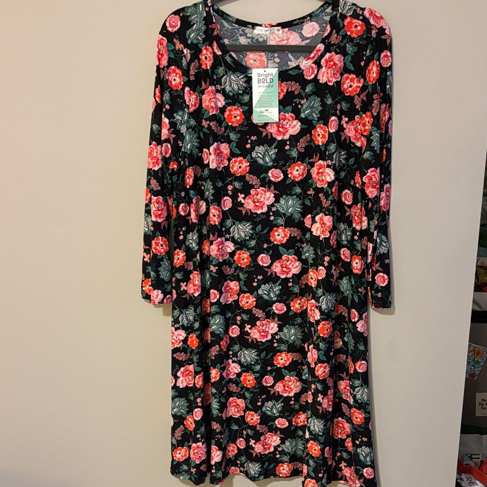 Honey and Lace Vibrant Floral Dress leggings material with pockets